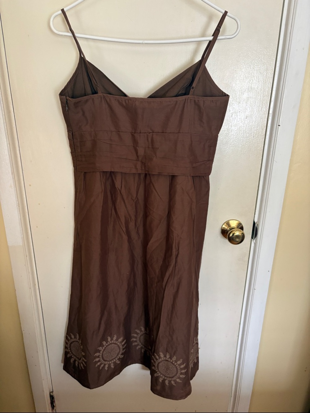 LOFT Brown Midi Sundress with Embroidered Hem - Picture 5 of 5